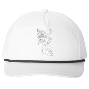 Rock Cat Playing Guitar Funny Guitar Cat Snapback Five-Panel Rope Hat