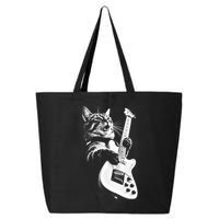 Rock Cat Playing Guitar Funny Guitar Cat 25L Jumbo Tote