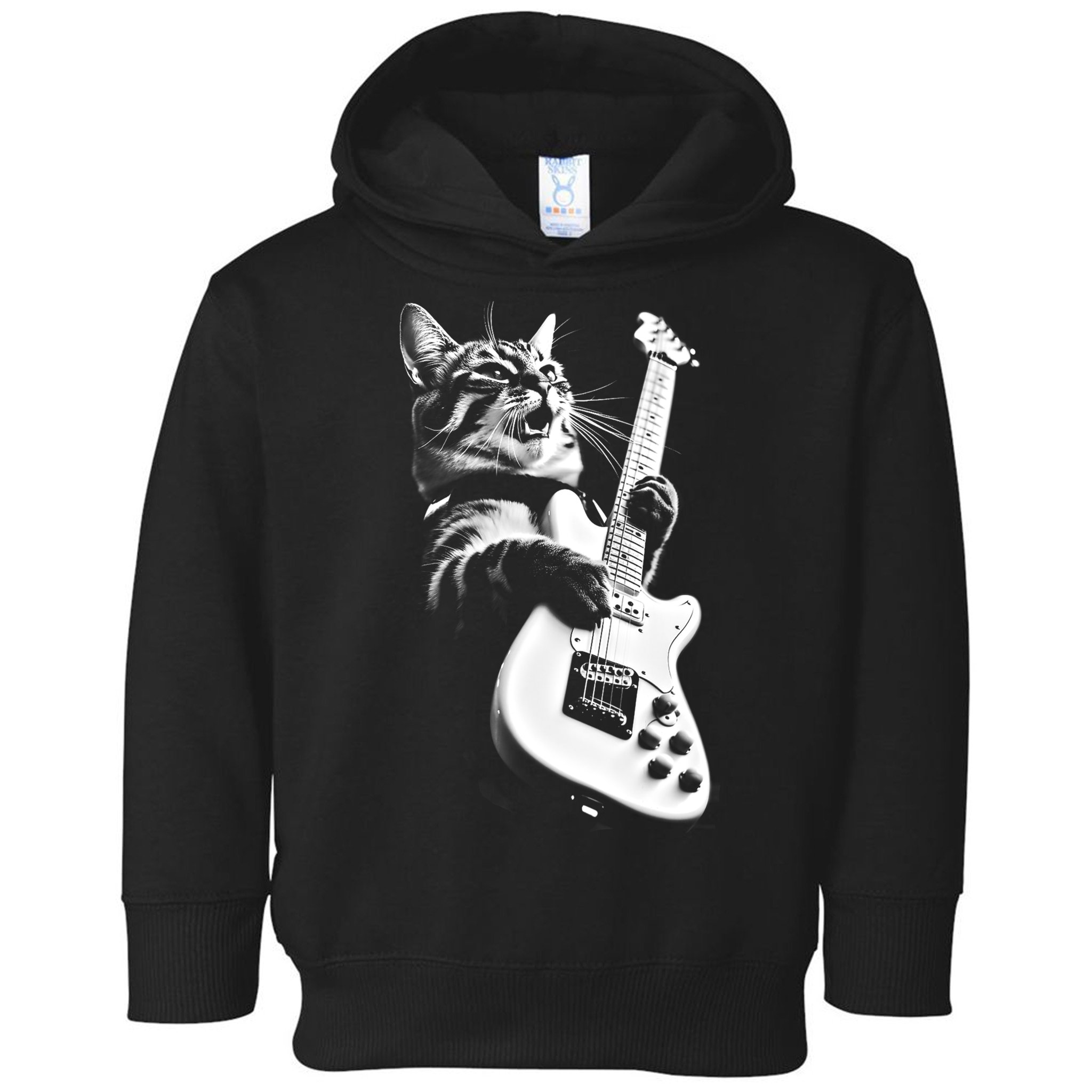 Rock Cat Playing Guitar Funny Guitar Cat Toddler Hoodie