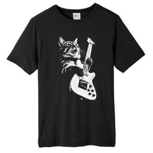 Rock Cat Playing Guitar Funny Guitar Cat Tall Fusion ChromaSoft Performance T-Shirt