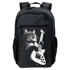 Rock Cat Playing Guitar Funny Guitar Cat Daily Commute Backpack