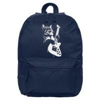 Rock Cat Playing Guitar Funny Guitar Cat 16 in Basic Backpack