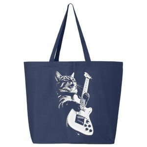 Rock Cat Playing Guitar Funny Guitar Cat 25L Jumbo Tote