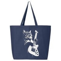 Rock Cat Playing Guitar Funny Guitar Cat 25L Jumbo Tote