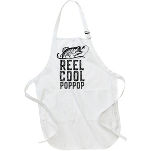 Reel Cool Pop-Pop Fishing Fisherman Funny Retro Full-Length Apron With Pockets