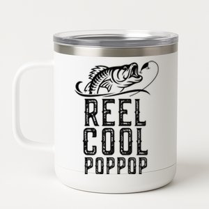 Reel Cool Pop-Pop Fishing Fisherman Funny Retro 12 oz Stainless Steel Tumbler Cup