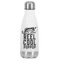 Reel Cool Pop-Pop Fishing Fisherman Funny Retro Stainless Steel Insulated Water Bottle