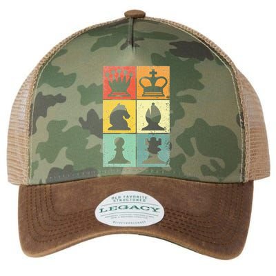 Retro Chess Player Chess Pieces Legacy Tie Dye Trucker Hat