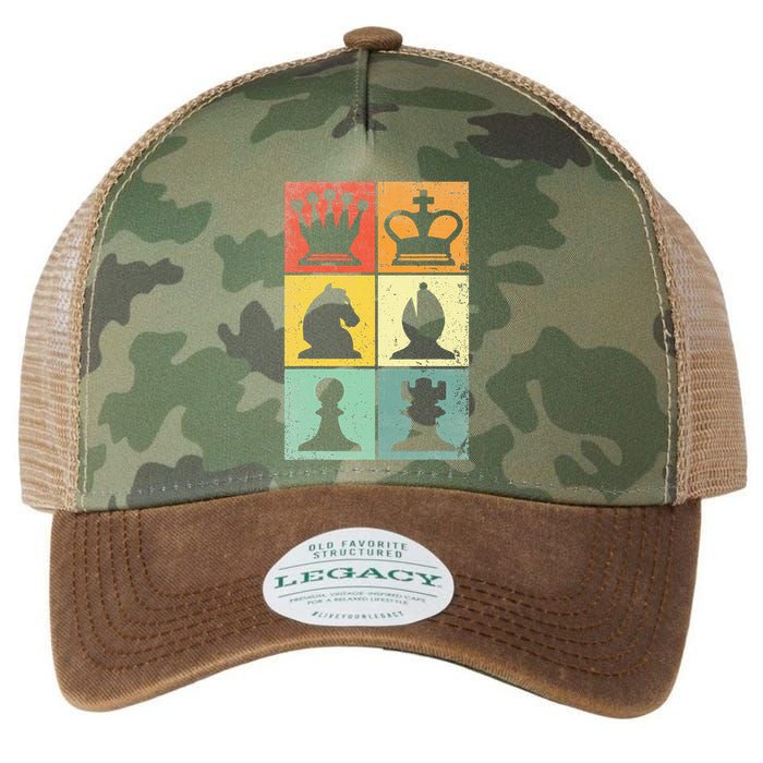 Retro Chess Player Chess Pieces Legacy Tie Dye Trucker Hat