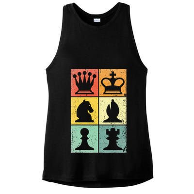 Retro Chess Player Chess Pieces Ladies PosiCharge Tri-Blend Wicking Tank
