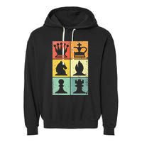 Retro Chess Player Chess Pieces Garment-Dyed Fleece Hoodie