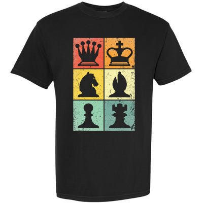 Retro Chess Player Chess Pieces Garment-Dyed Heavyweight T-Shirt