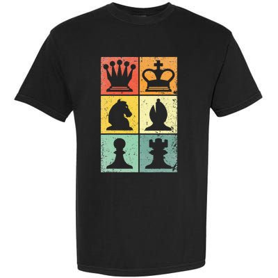 Retro Chess Player Chess Pieces Garment-Dyed Heavyweight T-Shirt