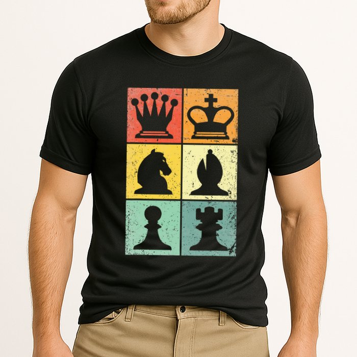 Retro Chess Player Chess Pieces Performance Shirt