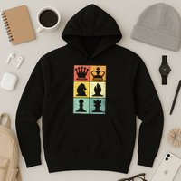 Retro Chess Player Chess Pieces Hoodie