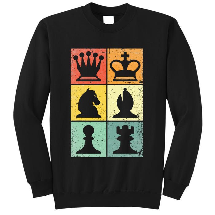 Retro Chess Player Chess Pieces Sweatshirt