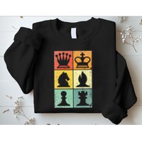 Retro Chess Player Chess Pieces Sweatshirt