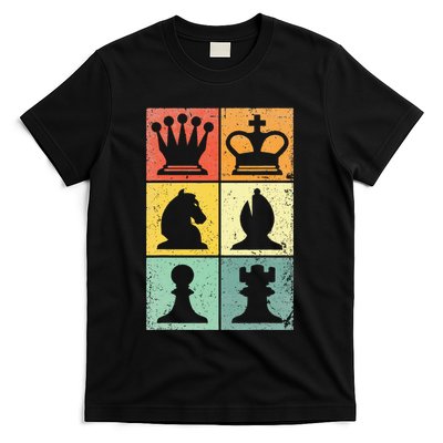 Retro Chess Player Chess Pieces T-Shirt