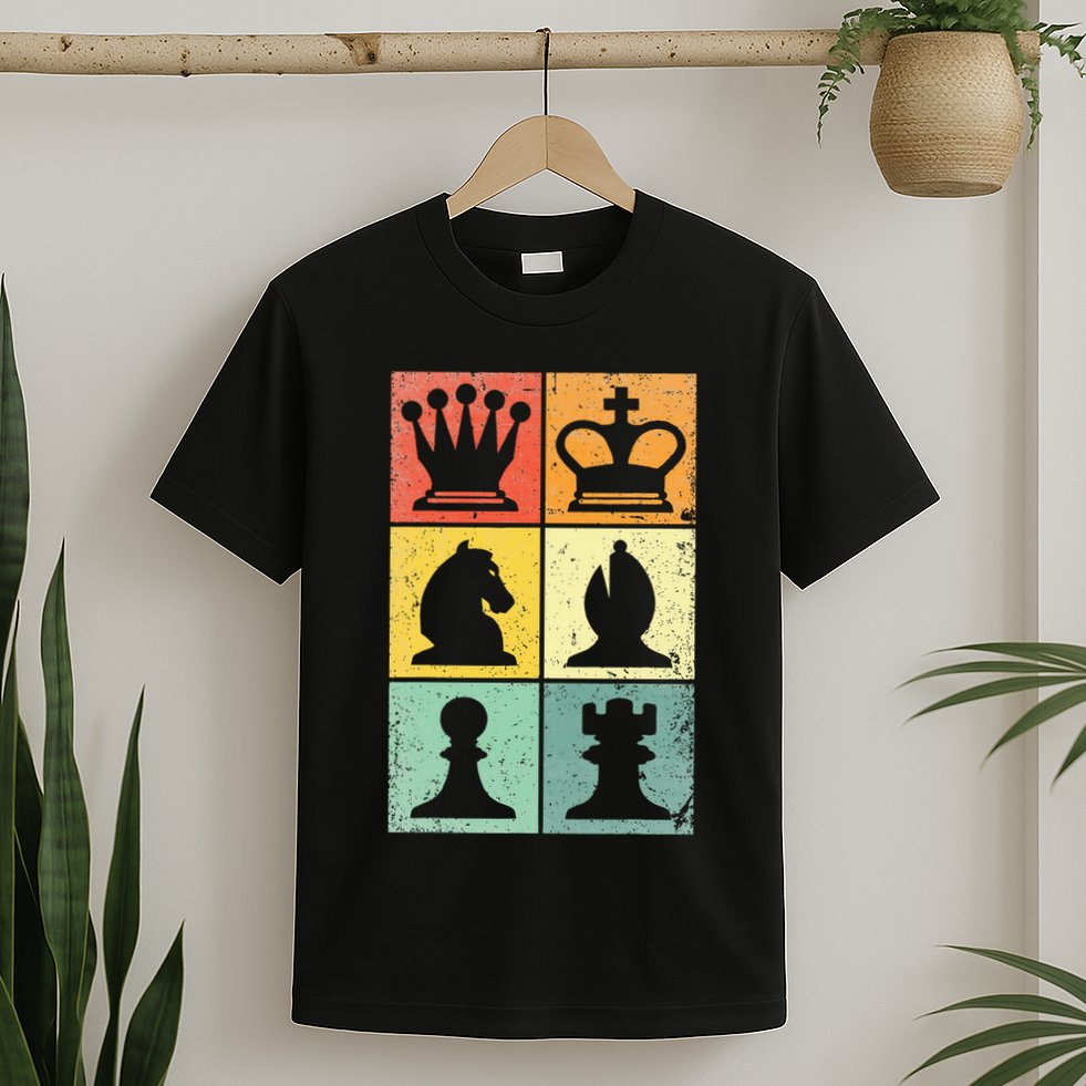 Retro Chess Player Chess Pieces T-Shirt