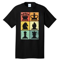 Retro Chess Player Chess Pieces Tall T-Shirt