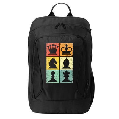 Retro Chess Player Chess Pieces City Backpack