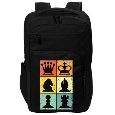 Retro Chess Player Chess Pieces Impact Tech Backpack