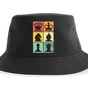 Retro Chess Player Chess Pieces Sustainable Bucket Hat