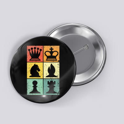 Retro Chess Player Chess Pieces Button