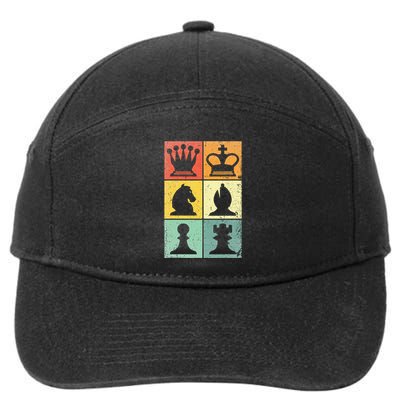 Retro Chess Player Chess Pieces 7-Panel Snapback Hat