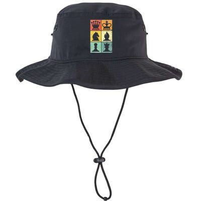 Retro Chess Player Chess Pieces Bucket Hat