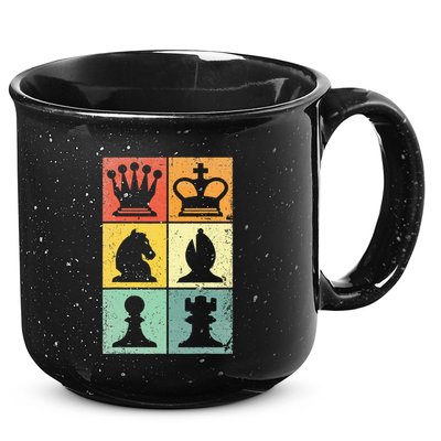 Retro Chess Player Chess Pieces 15oz Campfire Ceramic Mug