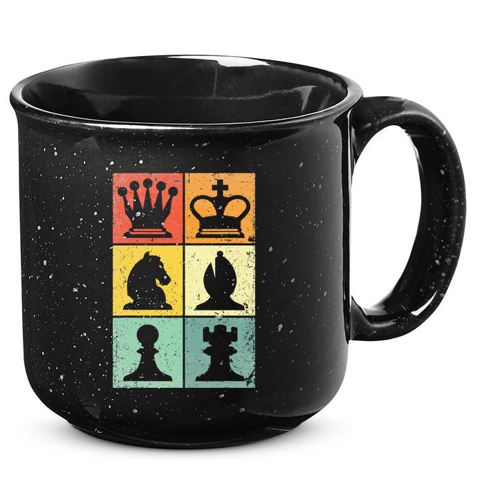 Retro Chess Player Chess Pieces 15oz Campfire Ceramic Mug