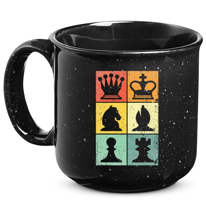 Retro Chess Player Chess Pieces 15oz Campfire Ceramic Mug