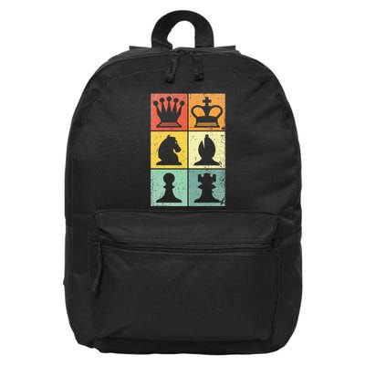 Retro Chess Player Chess Pieces 16 in Basic Backpack