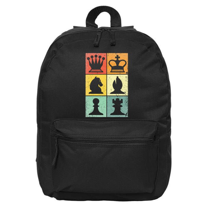 Retro Chess Player Chess Pieces 16 in Basic Backpack
