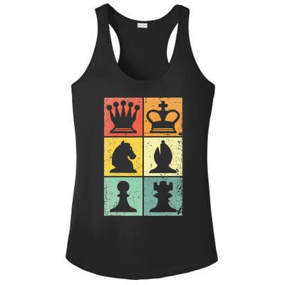 Retro Chess Player Chess Pieces Ladies PosiCharge Competitor Racerback Tank