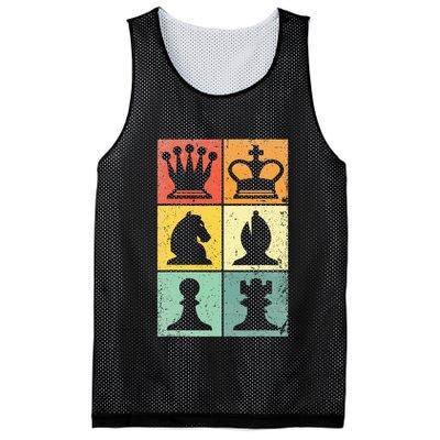 Retro Chess Player Chess Pieces Mesh Reversible Basketball Jersey Tank