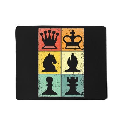 Retro Chess Player Chess Pieces Mousepad