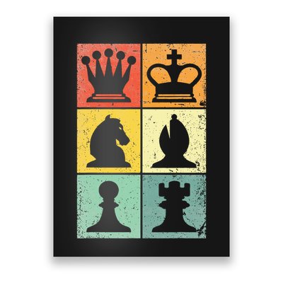 Retro Chess Player Chess Pieces Poster