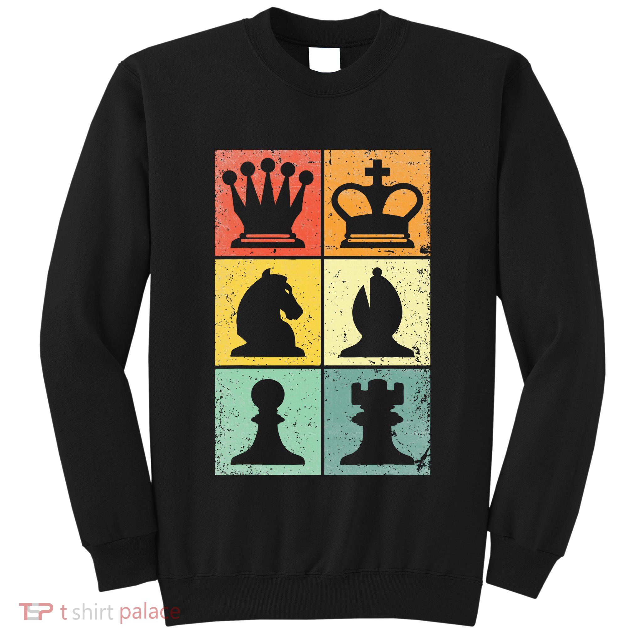 Retro Chess Player Chess Pieces Tall Sweatshirt