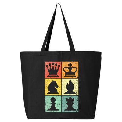 Retro Chess Player Chess Pieces 25L Jumbo Tote