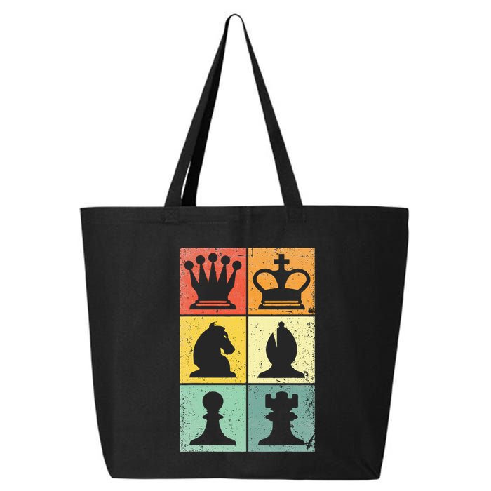 Retro Chess Player Chess Pieces 25L Jumbo Tote