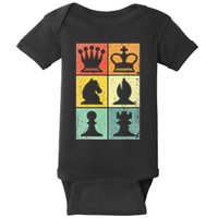 Retro Chess Player Chess Pieces Baby Bodysuit