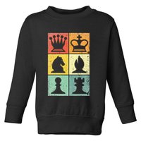 Retro Chess Player Chess Pieces Toddler Sweatshirt
