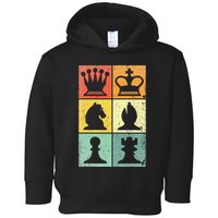 Retro Chess Player Chess Pieces Toddler Hoodie