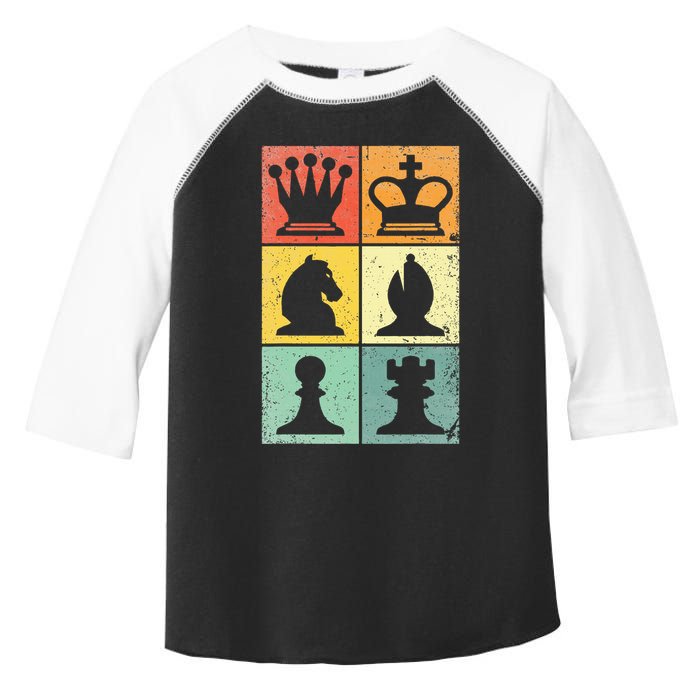 Retro Chess Player Chess Pieces Toddler Fine Jersey T-Shirt