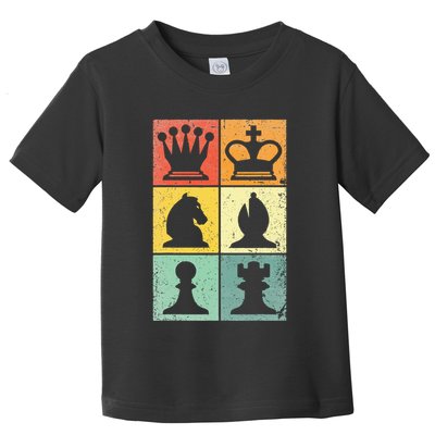 Retro Chess Player Chess Pieces Toddler T-Shirt