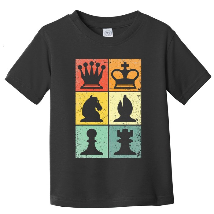 Retro Chess Player Chess Pieces Toddler T-Shirt