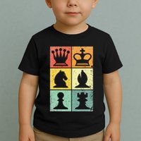 Retro Chess Player Chess Pieces Toddler T-Shirt