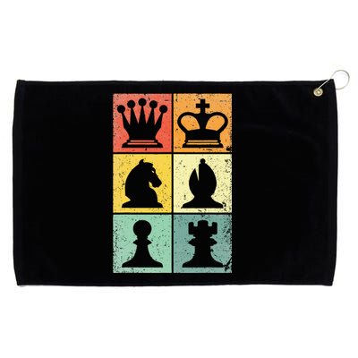 Retro Chess Player Chess Pieces Grommeted Golf Towel